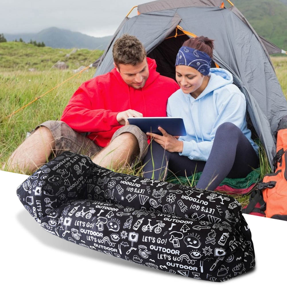 AIGONI™ Camping Inflatable Lounger Outdoor Graffiti Inflatable Sofa for ...