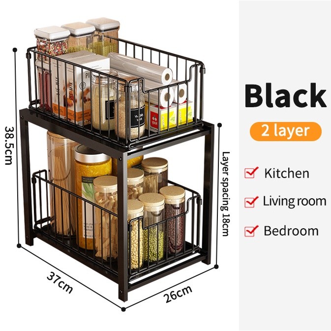 Sliding Cabinet Basket Pull Out Kitchen Organizer Drawer Ideal ...