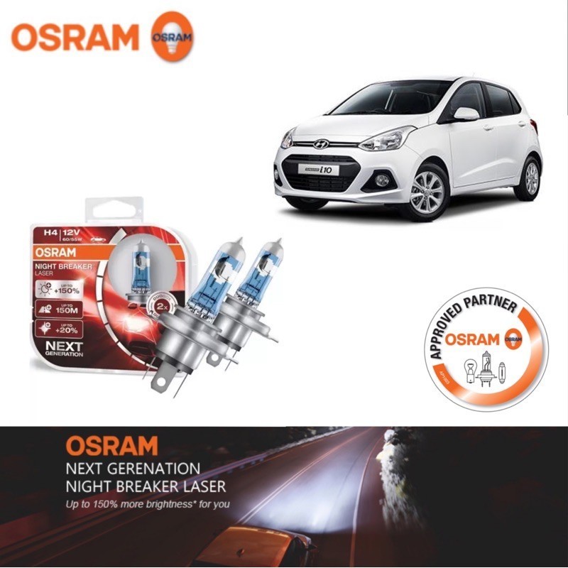 OSRAM NBL H4 Headlight Bulb for Hyundai i10 (PA) 1st Gen (2008 2017