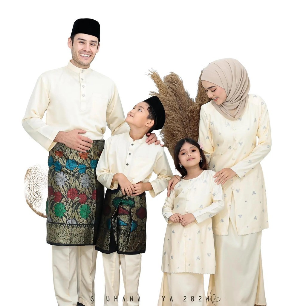 SHUHANA Baju Raya Family Set Sedondon Soft Yellow 2024 Viral Baju