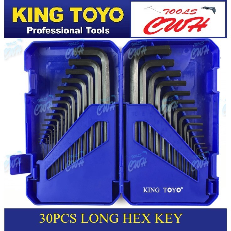 King Toyo 30pcs KT-FLH-0033 LONG HEX ALLEN KEY Key Set KINGTOYO