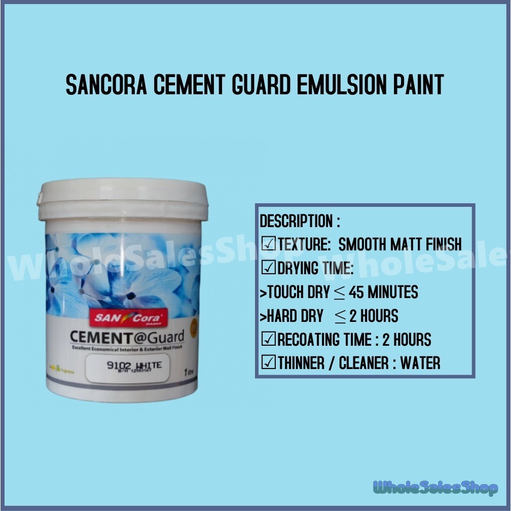 【1LITER】SANCORA CEMENT GUARD EMULSION PAINT / WALL CEILING PAINT / CAT ...