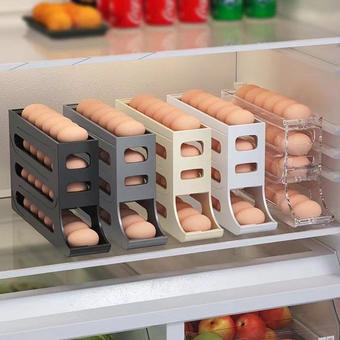 30 Grids Egg Storage Box Egg Rack Tray Refrigerator Auto-Rolling Egg ...