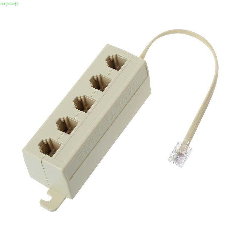 cucryaa Beige Color 5 Way Outlet 6P4C RJ11 Telephone Phone Modular Line ...