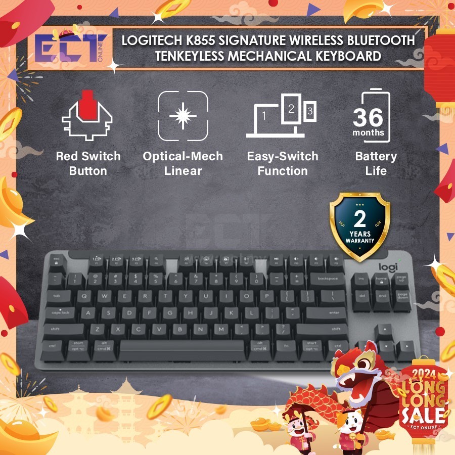 Logitech K855 Signature Wireless Bluetooth Tenkeyless Mechanical ...