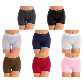 Women's Semi See-through Shorts Glossy Stretchy Low Rise Short Pants  Underwear