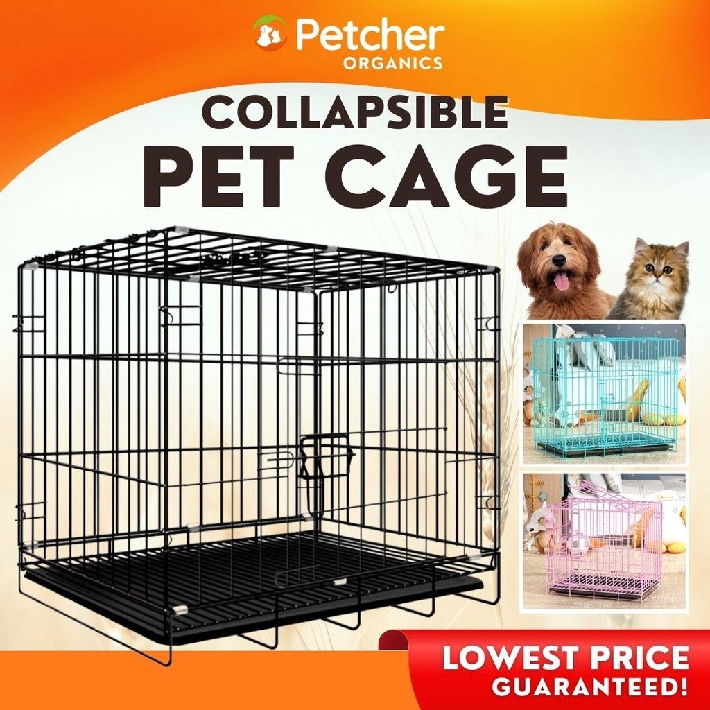 Petcher Collapsible Dog Cage FREE Poop Tray Stainless Wire Dog Cat ...