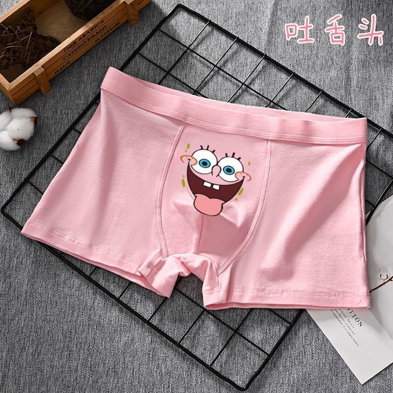Pink Underwear Men s Cotton Cute Cartoon Print Loose plus Size Mid Mid Waist Boxer Briefs Shopee Malaysia
