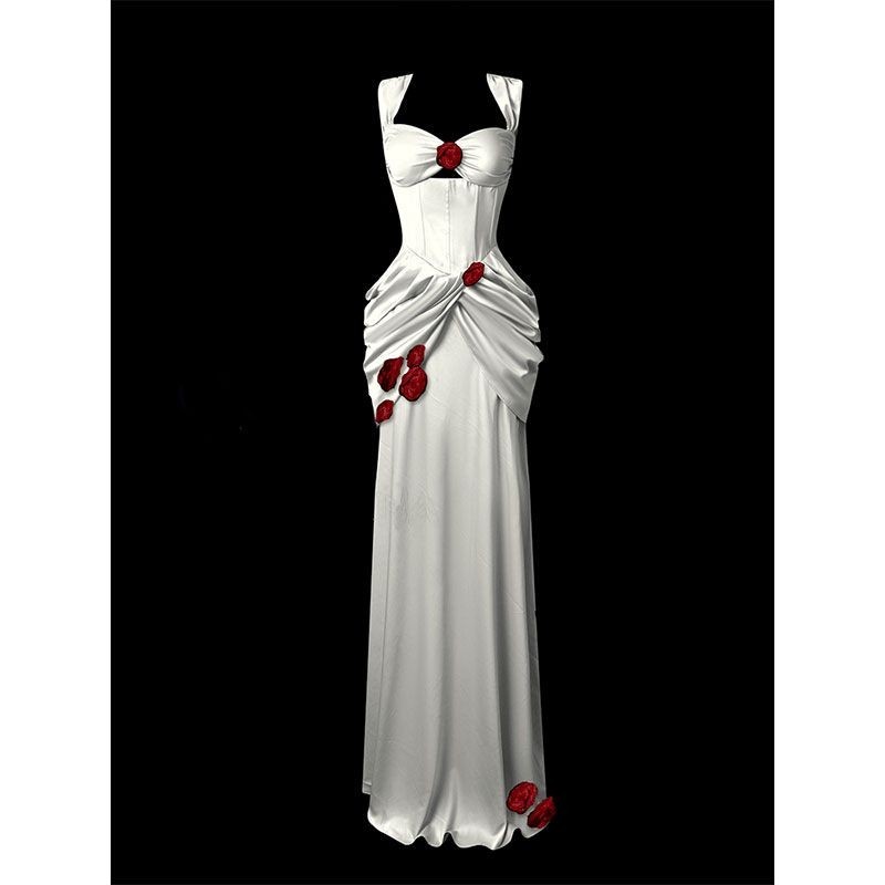 [Same Day Delivery]Sexy SlimFit Waist Tube Top Long Dress Satin