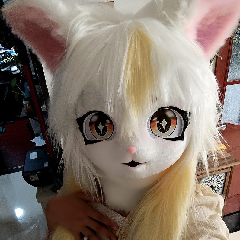 Kigurumi Fursuit Lolita Head Cover Plush Beast Cosplay Mask with ...