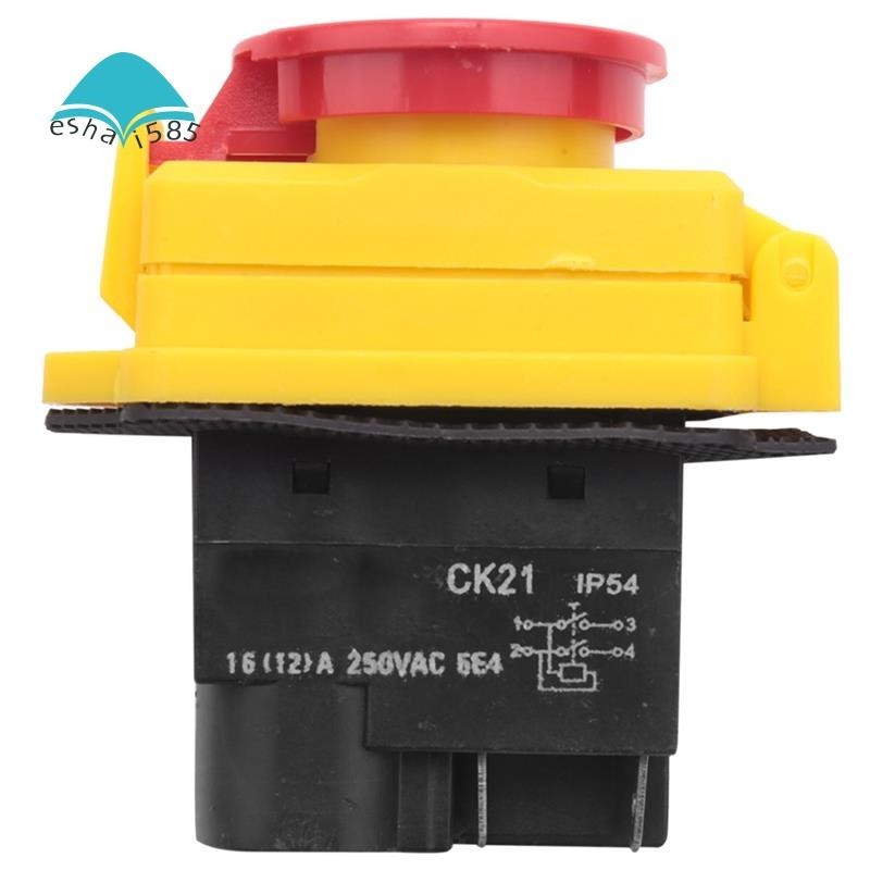 250V 16A IP54 Start Stop Switch No Volt Release Switch with Emergency ...