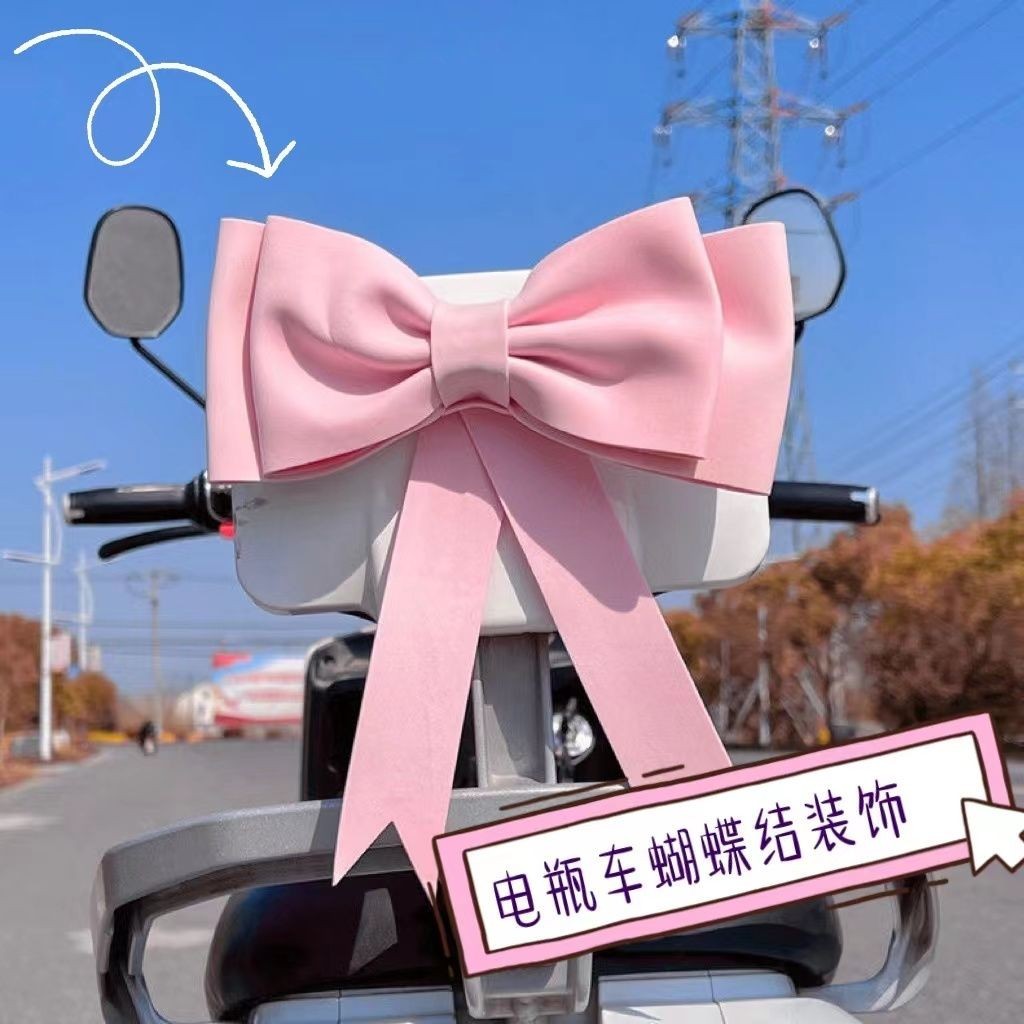 Straw motorcycle bow car cute electric car dec electric motorcycle bow ...