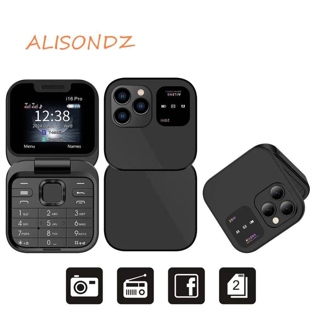 ALISONDZ Flip Foldable Phone, 2SIM Card Voice Mini Flip Mobile Phone