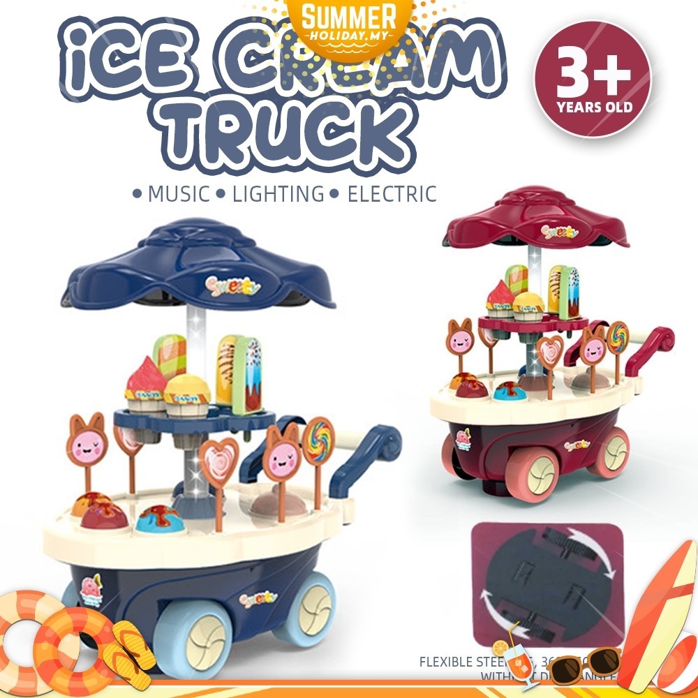 Ice Cream Truck With Sound Light Battery Operated Candy Cart Girls
