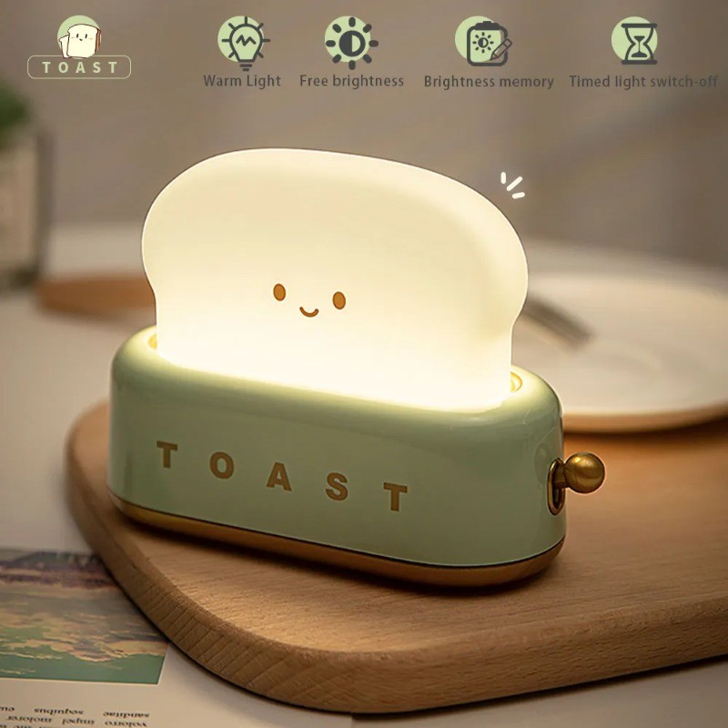 Toast Cartoon LED Night Light Cute Home Decor Kawaii Bread Table Lamps ...