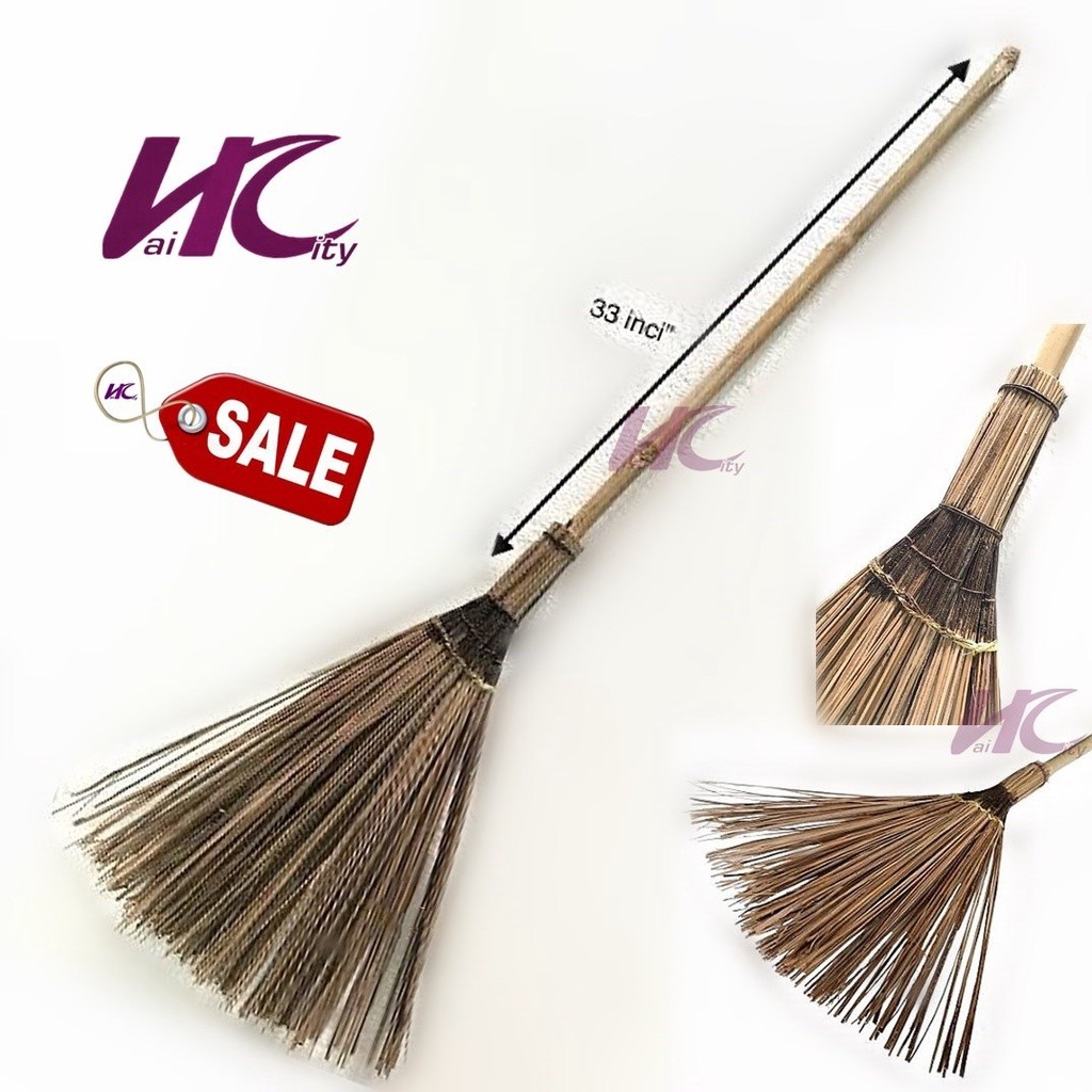 (HC)🟠Thai Bamboo Broom Stick with Bamboo Handle / Penyapu Lidi Thailand ...