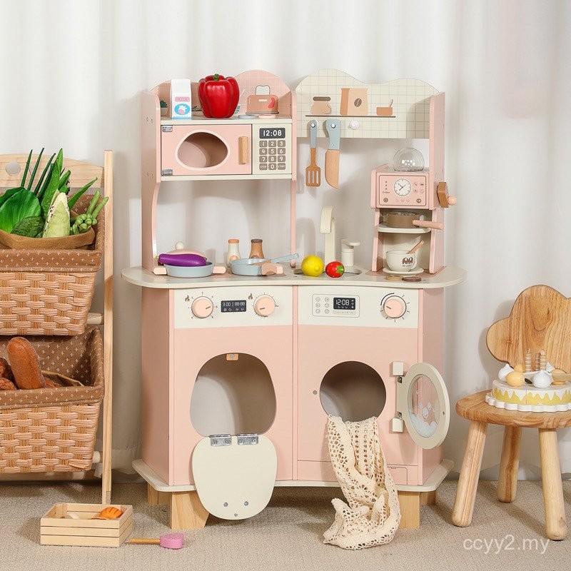 Children Simulation Wooden Pink Kitchen Toys 3 Years Old Girls ...