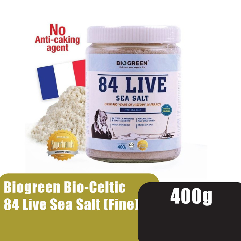 BIOGREEN 84 Live Sea Salt 400g ( Fine ) - Halal and Celtic Sea Salt ...