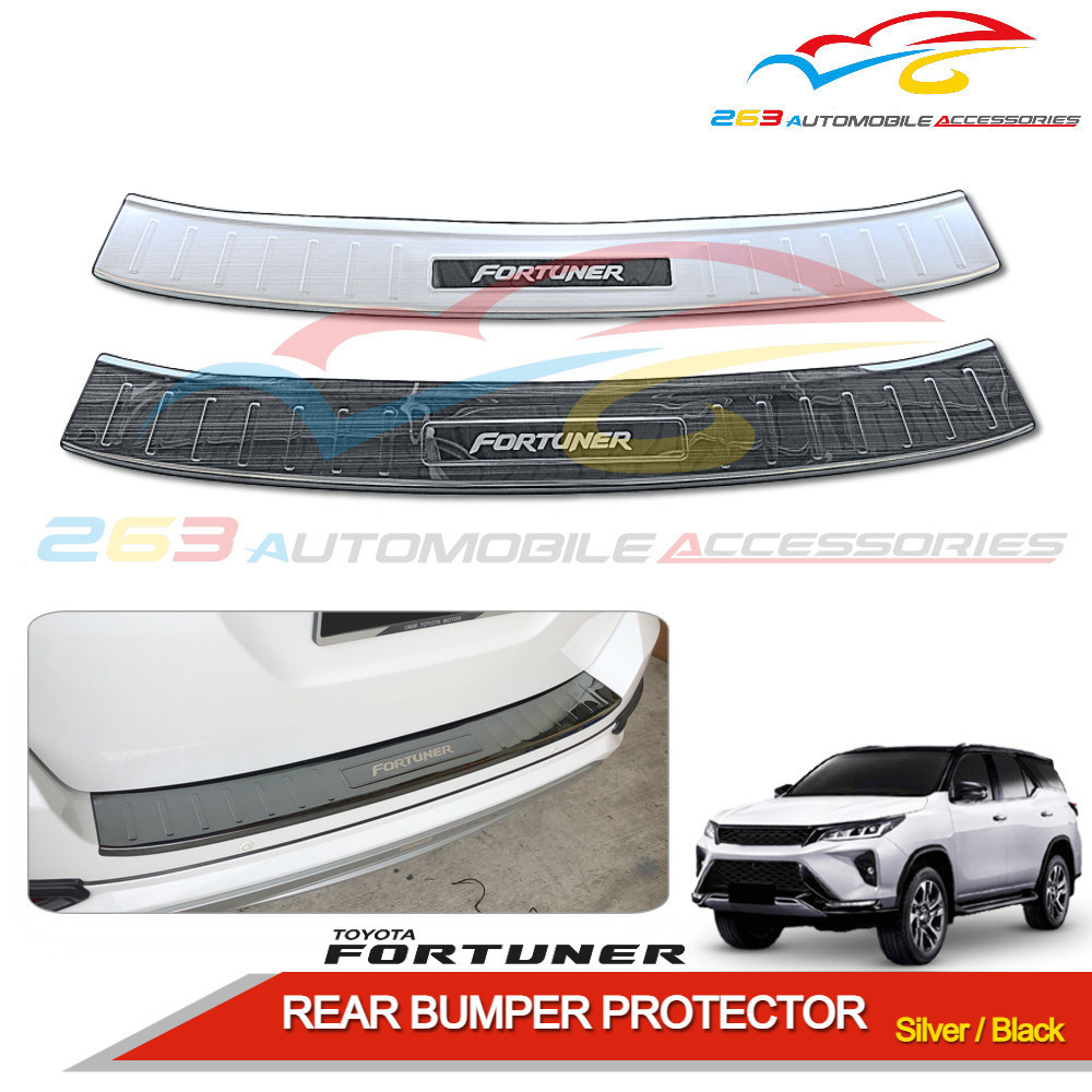 TOYOTA FORTUNER 2016 2023 STAINLESS STEEL OUTER REAR BUMPER PROTECTOR BLACK SILVER Shopee Malaysia