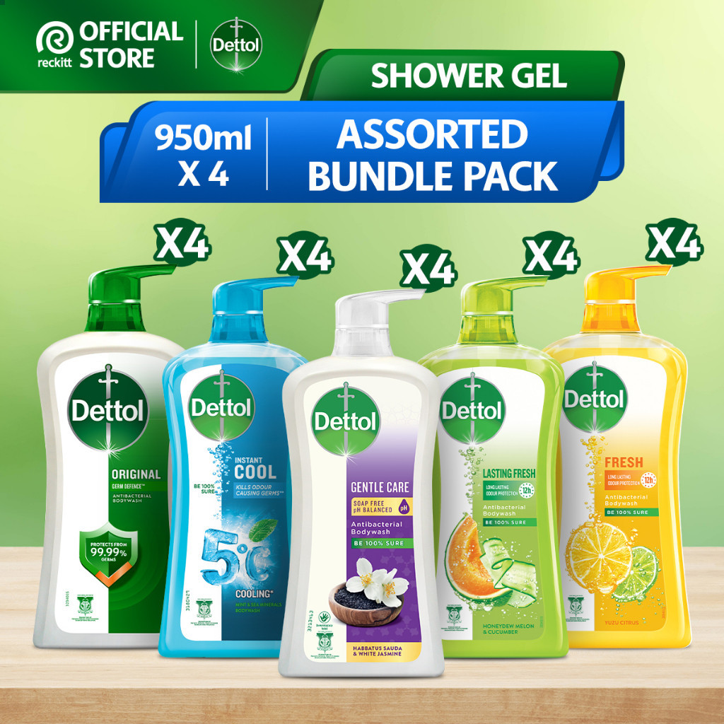 Dettol Antibacterial Shower Gel Body Wash 950ml x 4 Shopee Malaysia