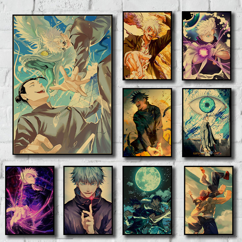 Jujutsu Kaisen Poster Anime Surrounding Dormitory Bedroom Kraft Paper ...