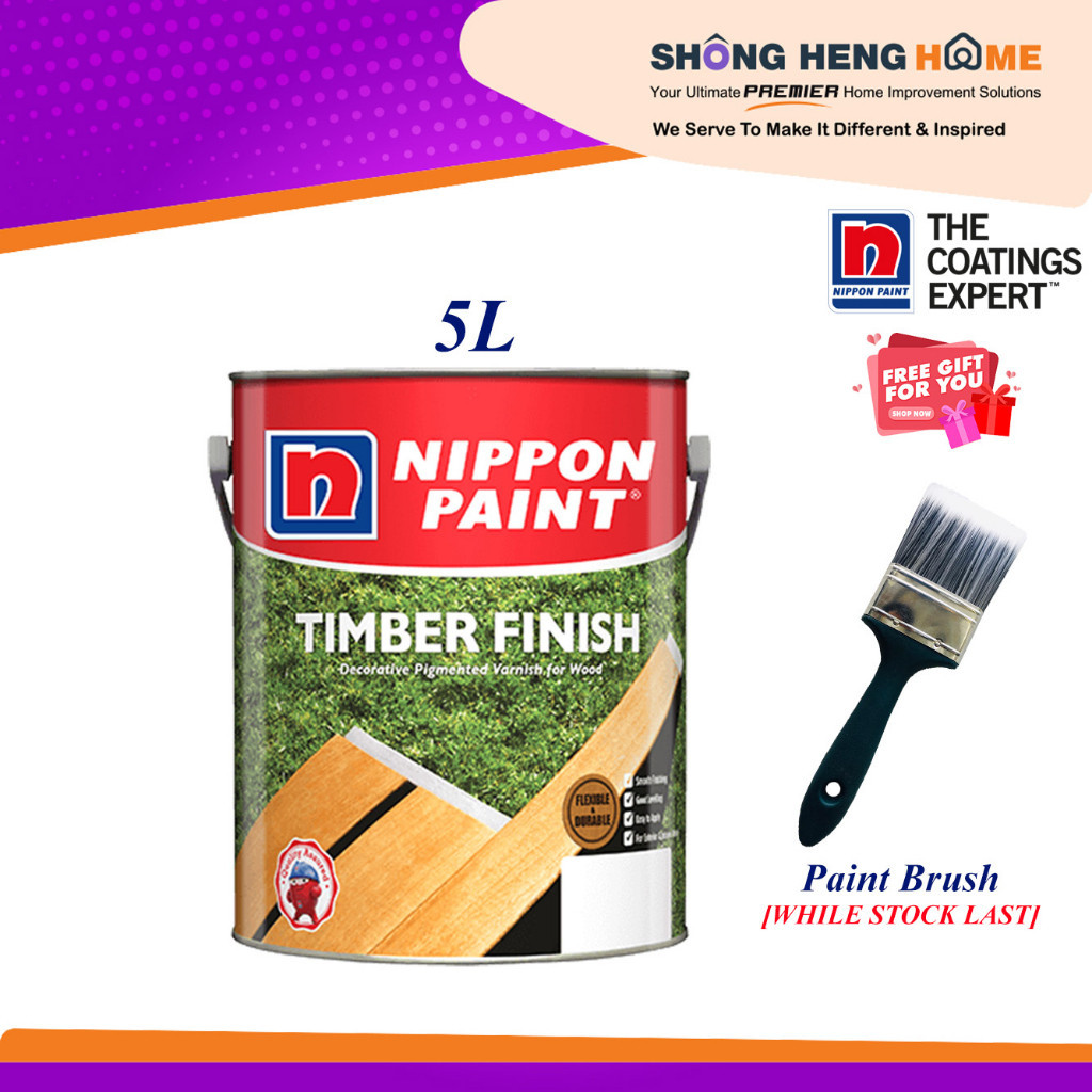 5L - Nippon Timber Finish - [Varnish Wood Paint) + Freegift | Shopee ...