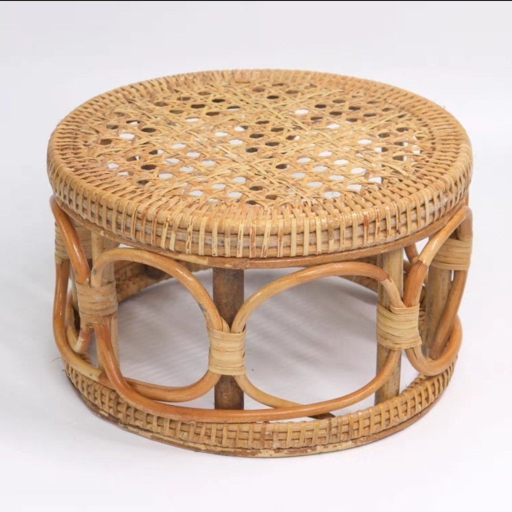 Handmade Vine Woven Stool Leisure Rattan Stool Small a Block of Wood Or Stone Furniture Myanmar Stool Low Stool Woven round Stool Children s Shoe Changing Stool Natural Rattan Chair Momon Paris Chair