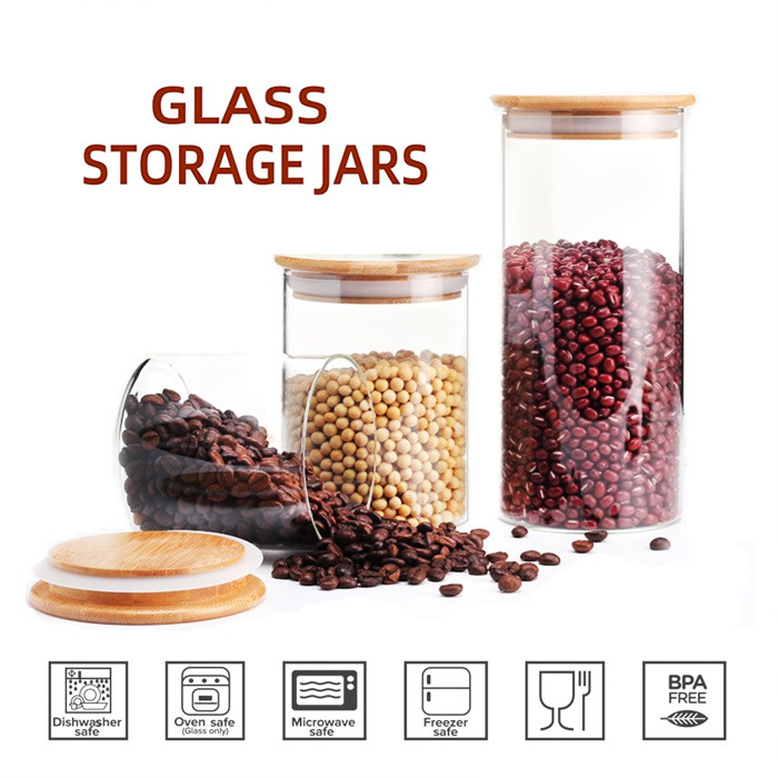 Cookie Jar Glass Kitchen Canisters with Airtight Bamboo | Shopee Malaysia