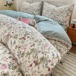 2025new Design Floral Printed 100%cotton Cadar Fitted Sheet Bed Set 3 in 1 41in 1bedsheet Set Pillowcase Single/Queen/King Bedsheet Set
