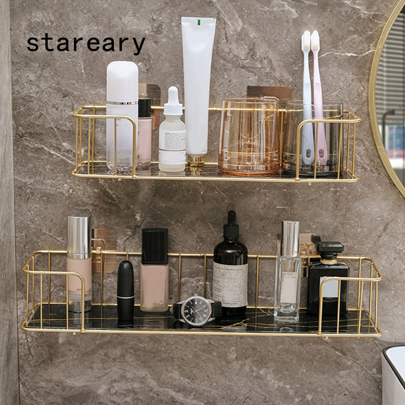 SY Bathroom Wall-Mounted Rack Light Luxury Punch-Free Wash Basin ...