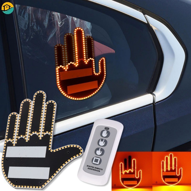 New Led Illuminated Gesture Light Car Finger Light With Remote Control Road Rage Signs Middle 6383