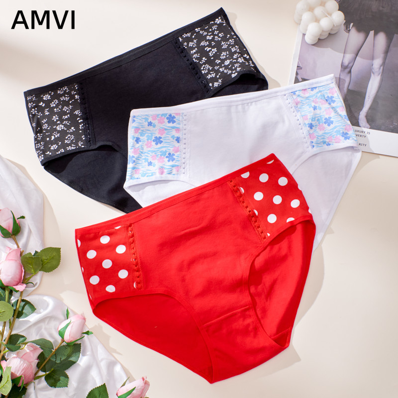 Low Cost Retail Floral Print Ladies Briefs Plus Size Panties