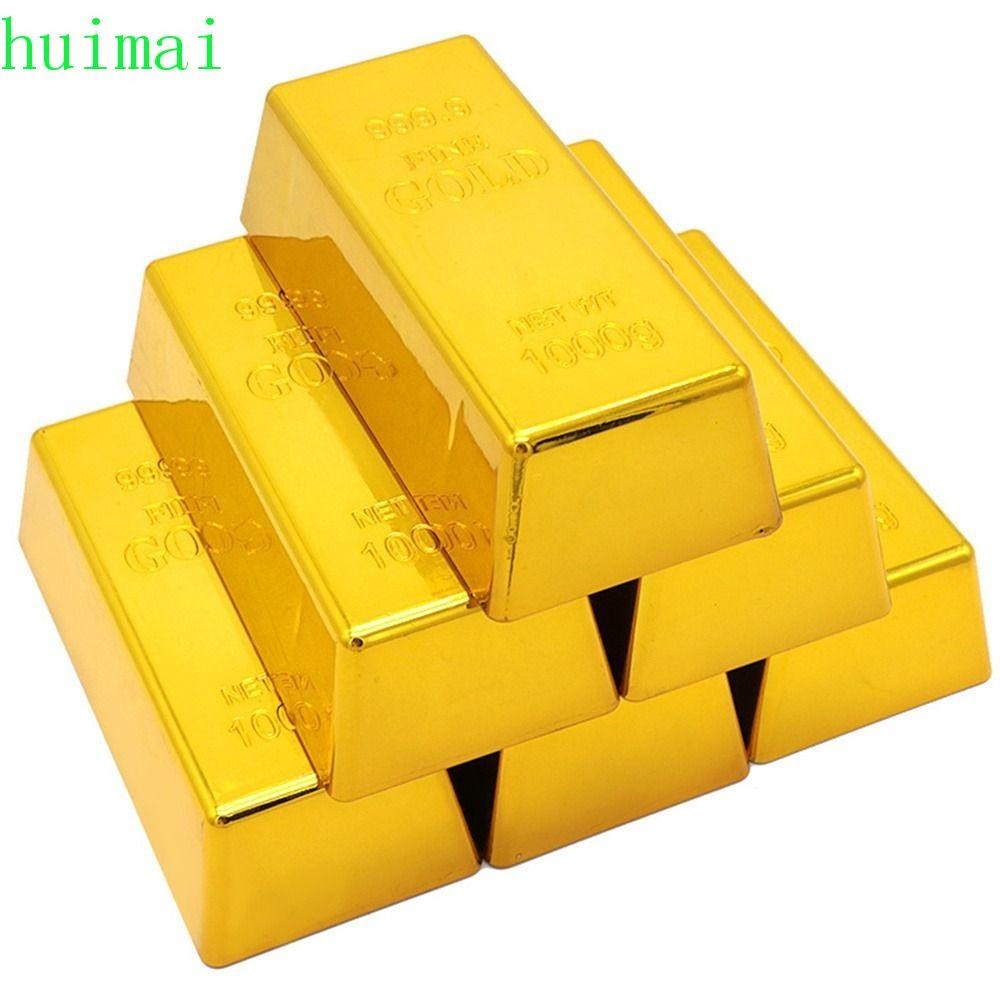 HUIMAI Fake Gold Bar, Glittering Door Stop Golden Brick, Ideal Gift Paperweight Plastic Movie