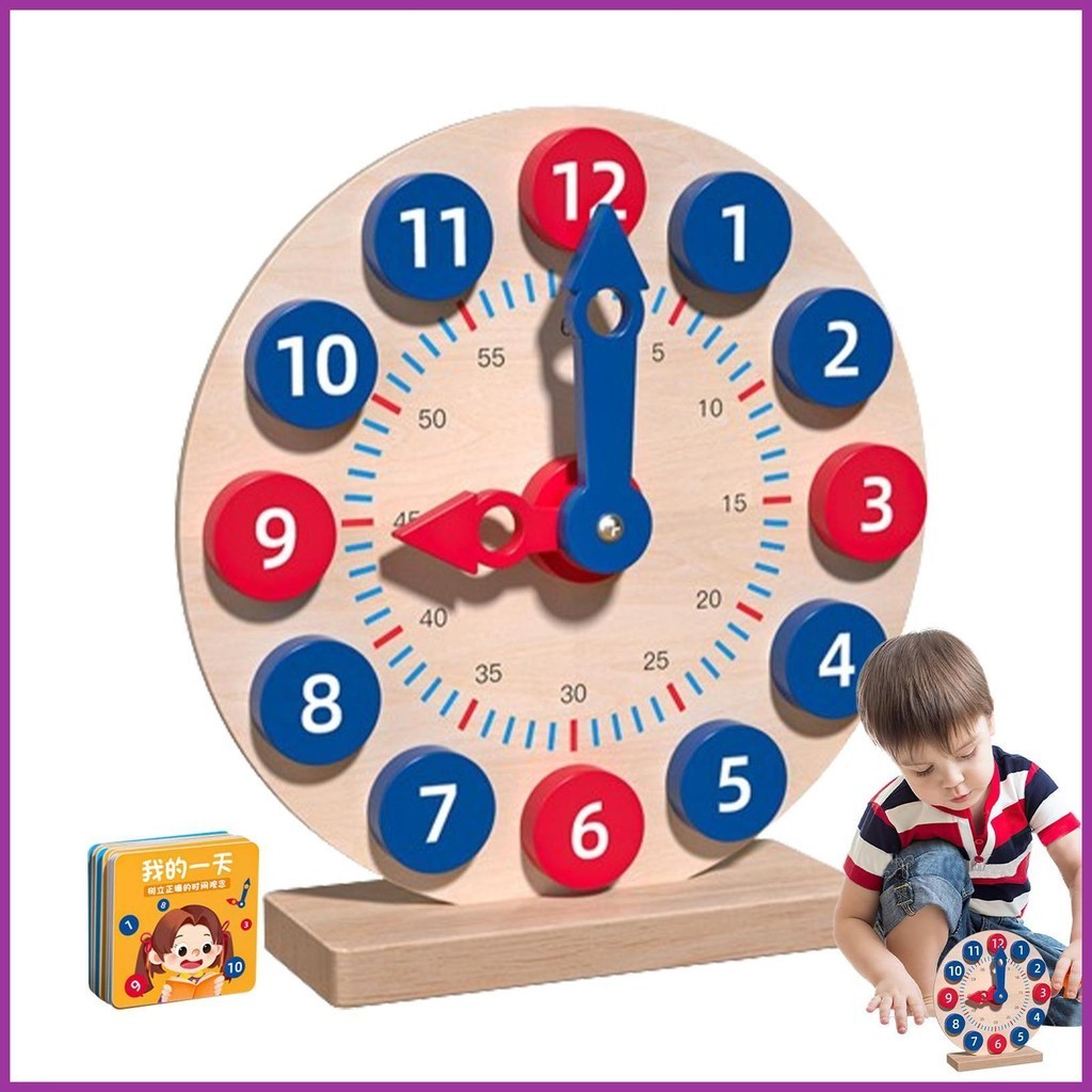 Practice Clock For Learning Time Wooden Learning Clock With 18 Cards