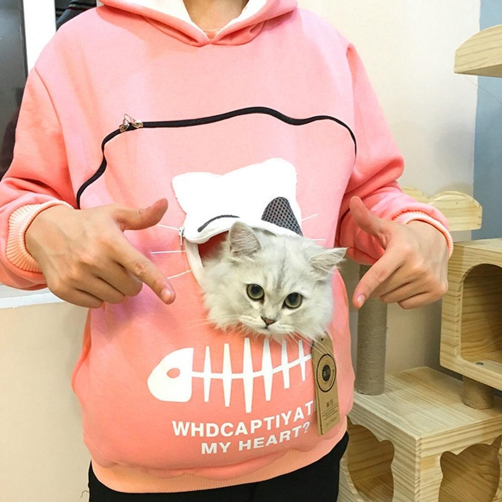 Ready Stock Sweatshirt Cat Lovers Hoodie Kangaroo Dog Pet Paw Pullovers Cuddle Pouch Sweatshirt Pocket Cartoon Lady Hoodie with Cat Nest Shopee Malaysia