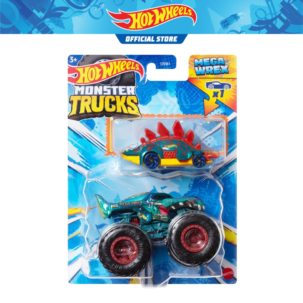 Hot Wheels Monster Trucks 1:64 Die-cast Truck+car Assortment Mega Wrex 