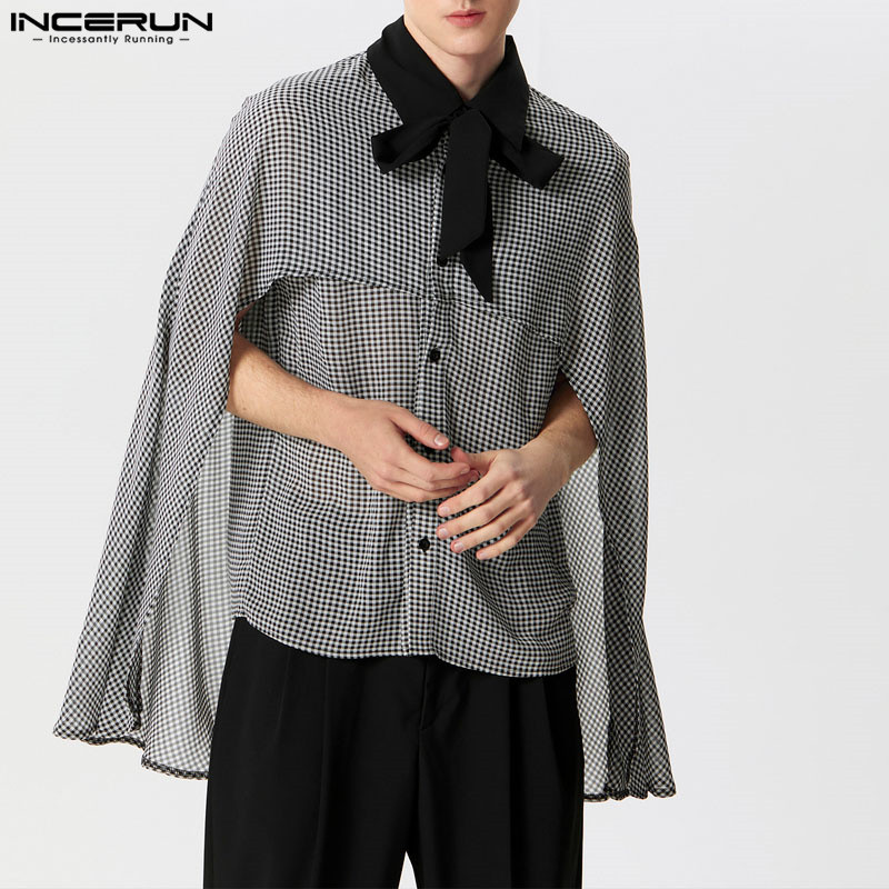 INCERUN Men Vintage Fashionable Plaid Ribbon Design Fake Two-Piece ...