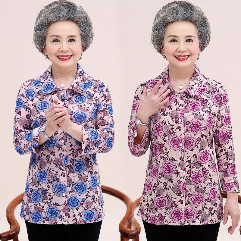 elderly dress Grandma's Summer Thin Shirts Middle-aged And Elderly ...