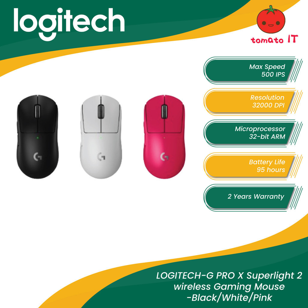 LOGITECH G Pro X Superlight 2 Wireless Gaming Mouse - Black/White/Pink ...