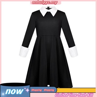 3 Styles Wednesday Dress Anime Cosplay Women Black Gothic One Piece 