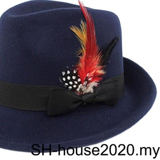 1/2 Elegant Navy Blue Wool Felt Fedora Hat for Men Handmade with ...