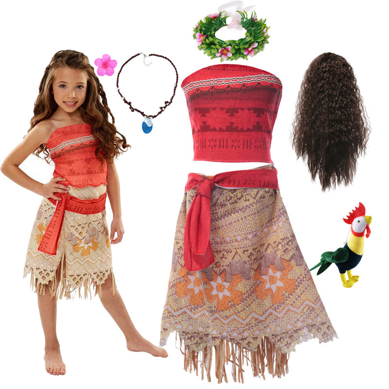 Disfraz Moana Vaiana Para Niña – Traje De Princesa Aventurera Para Carnaval Y Halloween