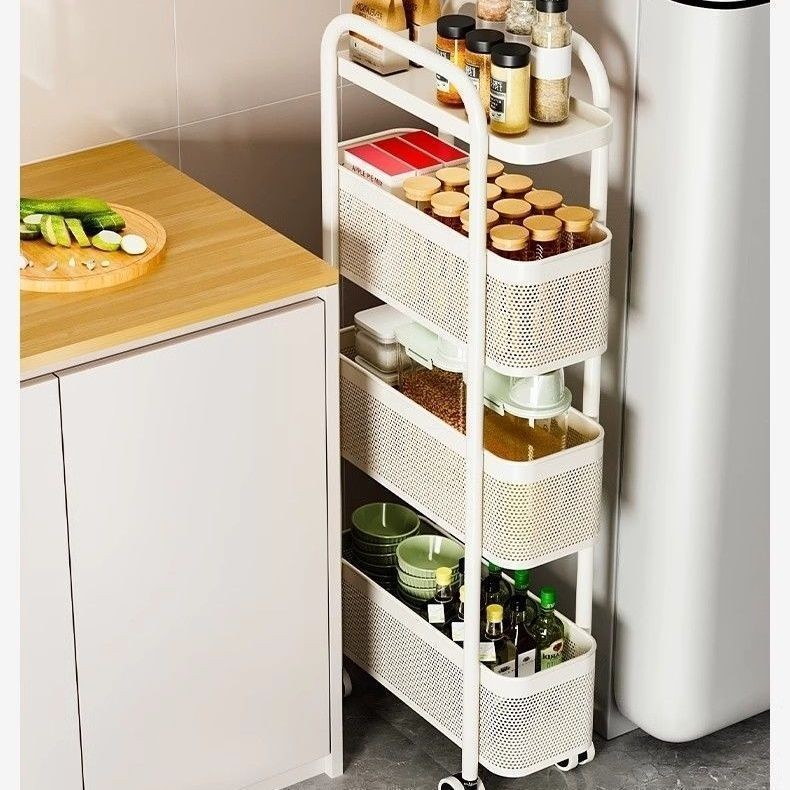 Plastic Kitchen Rack Cabinet Storage Shelf 3/4 Tiers Trolley Storage ...