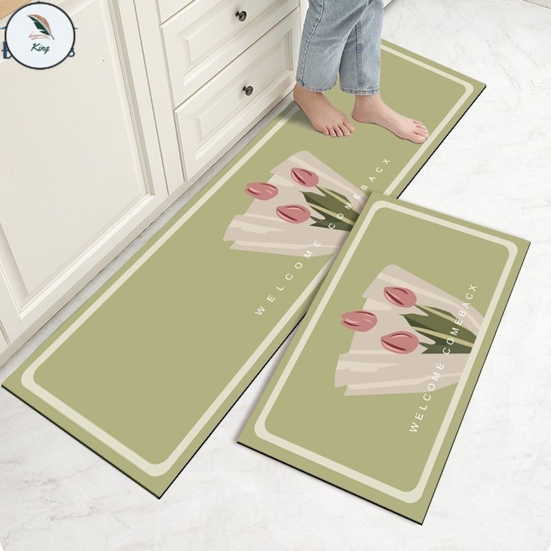 KC Simple Tulip Kitchen Mat Waterproof Doormat Anti-Slip Floor Mat Soft ...