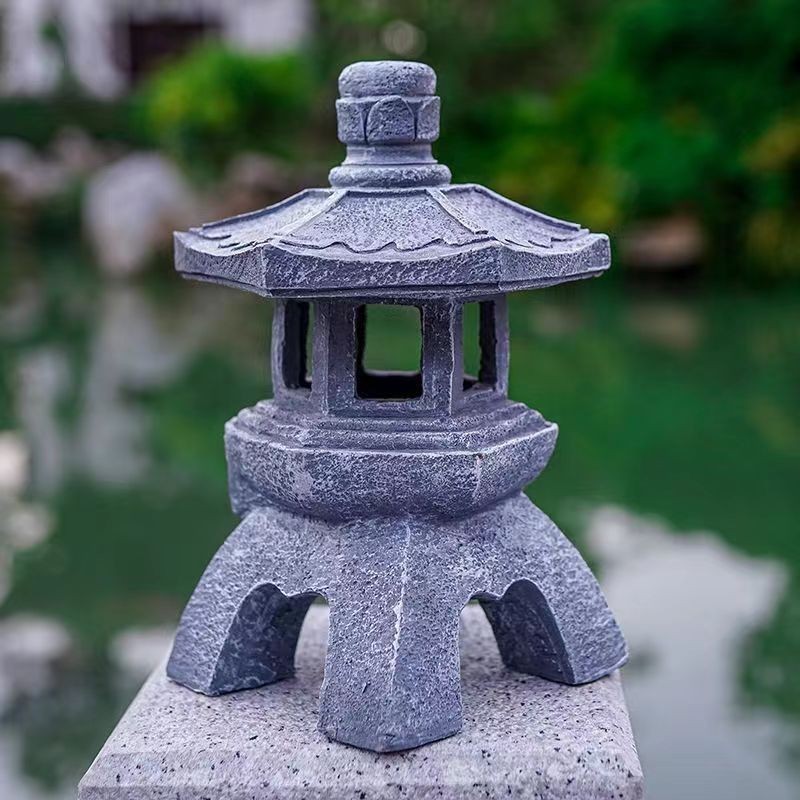 Outdoor Japanese Style Courtyard Ornaments Solar Palace Lanterns Garden 