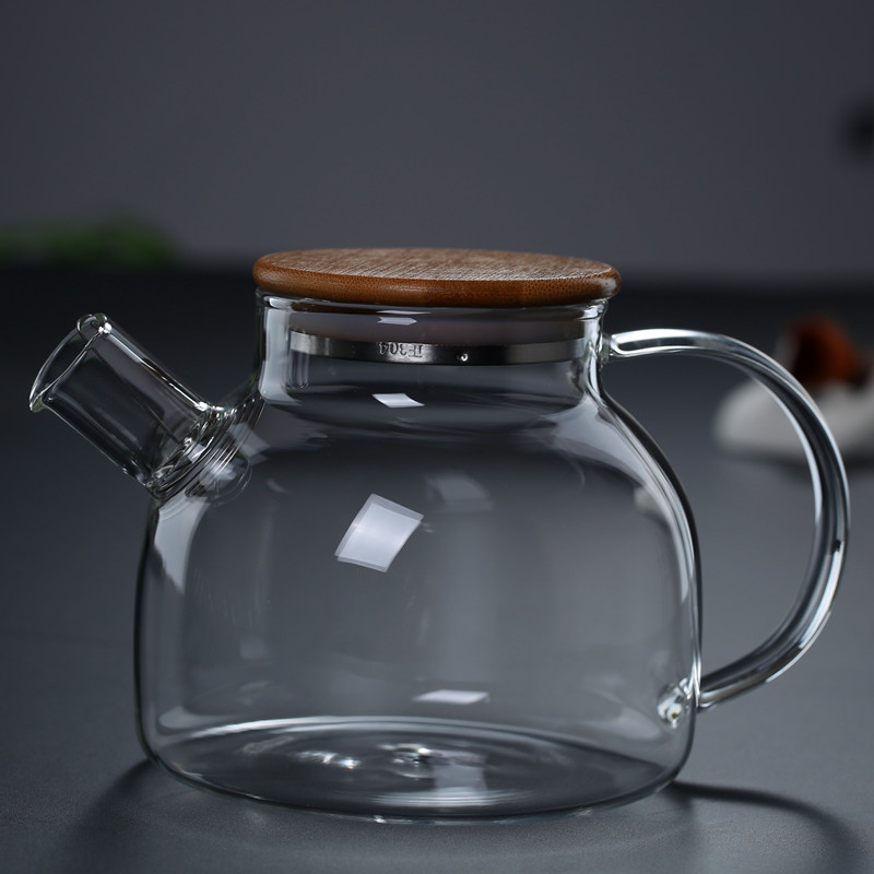 Glass Kettle Teapot Teapot Fruit Flower Tea Bamboo Lid Heat-Resistant ...