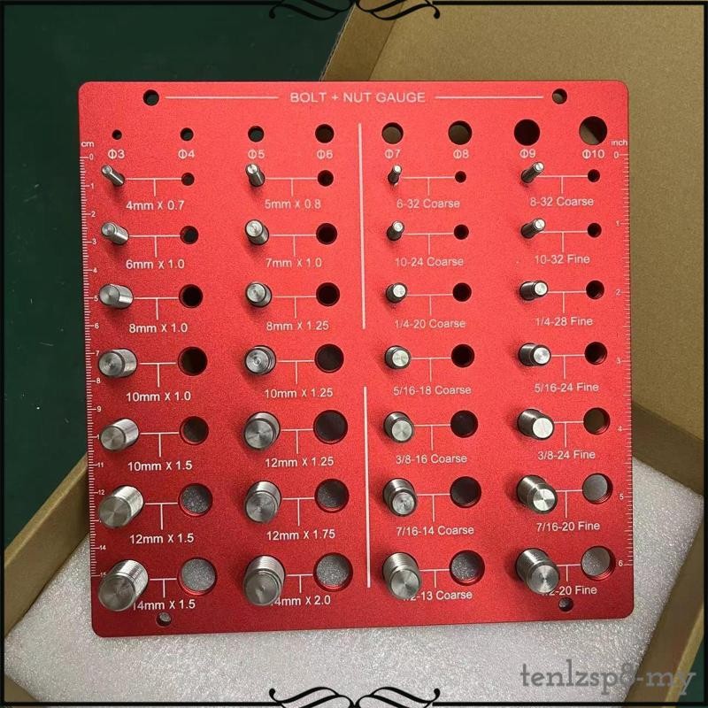[Tenlzsp8] 28 Nut and Bolt Thread Checker Bolt Identifier Board for Car ...