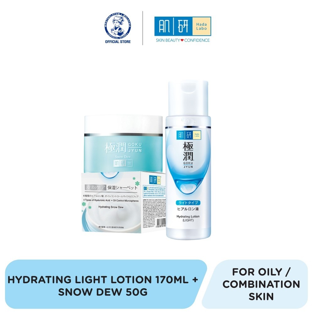 Hada Labo Hydrating Light Lotion 170ml + Snow Dew 50g For Oily