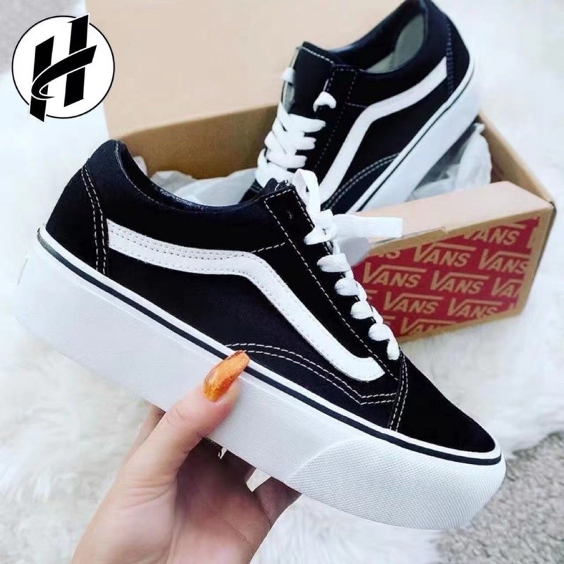 Vans OLD SKOOL Platform Thick-Soled Heightening Basic Black White ...