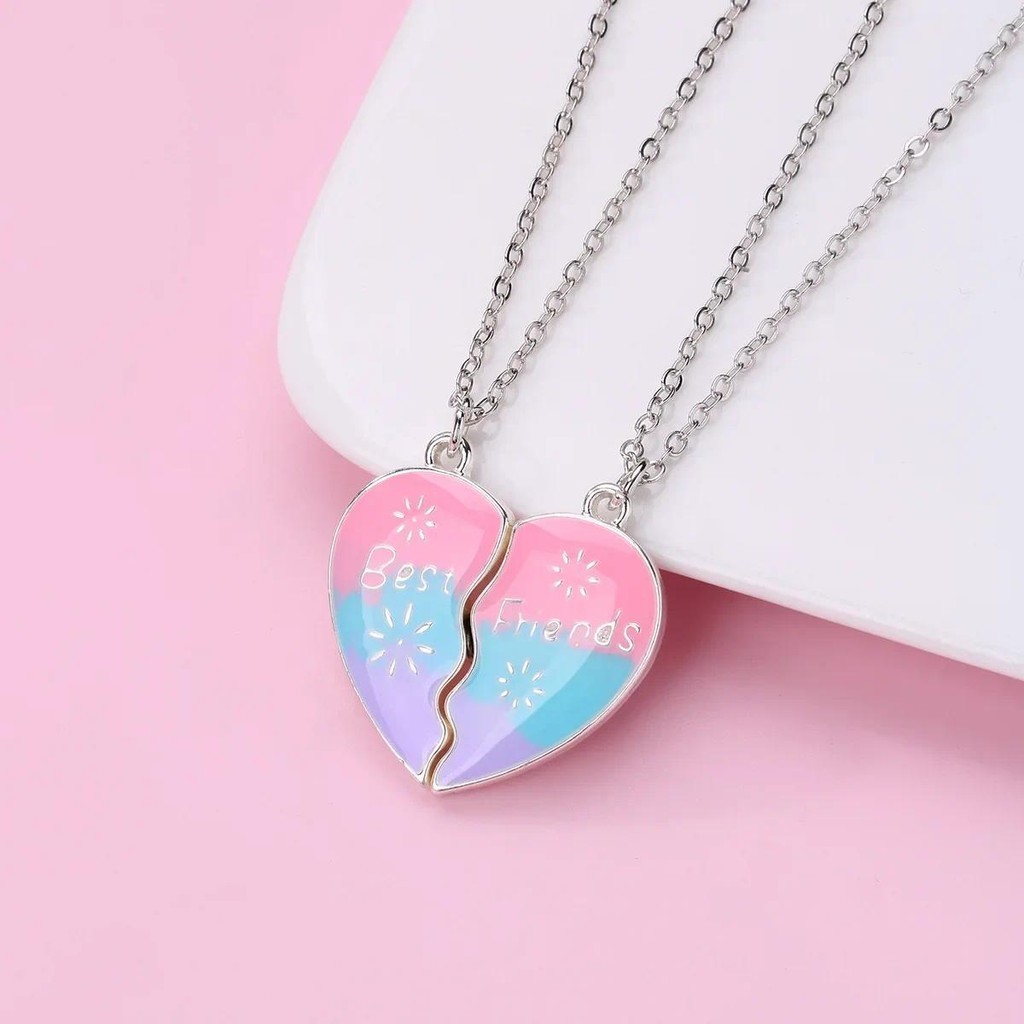 2Pcs Dainty Heart Necklaces for Girls Women Magnet Attract Love Charm ...